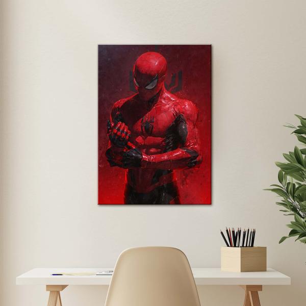Crimson Web Sentinel: Guardian of Responsibility & Inner Resolve | Power Hero Metal Poster