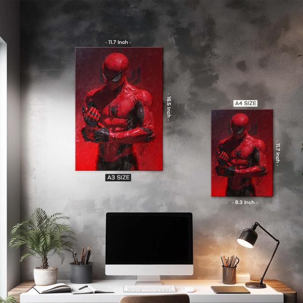 Crimson Web Sentinel: Guardian of Responsibility & Inner Resolve | Power Hero Metal Poster